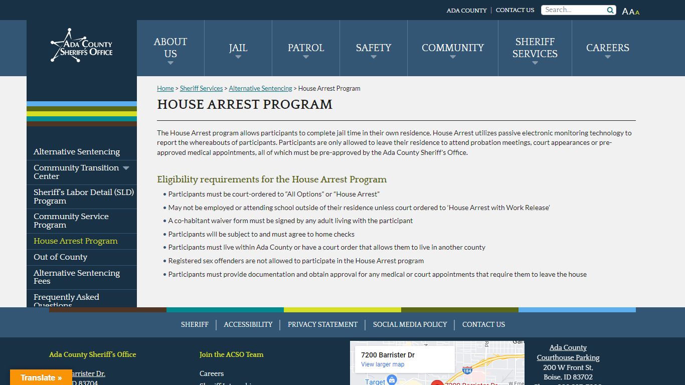 House Arrest Program - Ada County Sheriff Ada County Idaho
